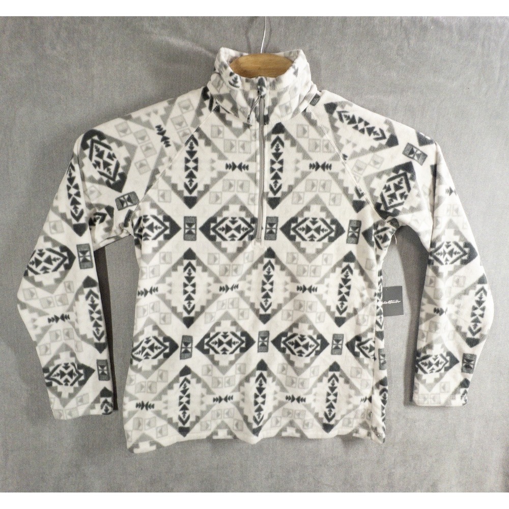 NWT Eddie Bauer Western Aztec Southwestern Qtr Zip Fleece Womens Medium
